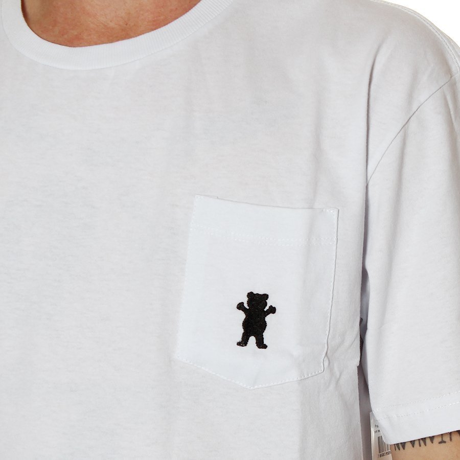 Camiseta Grizzly OG Bear Embroidered Pocket Branco/Preto - Rock City