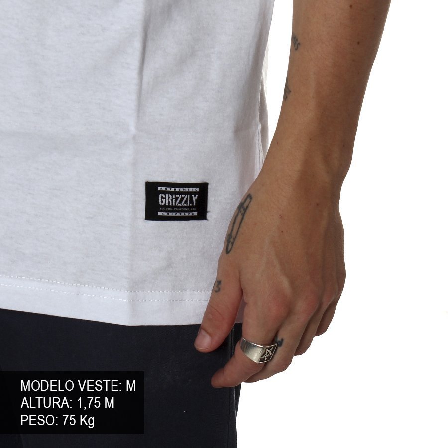 Camiseta Grizzly OG Bear Embroidered Pocket Branco/Preto - Rock City