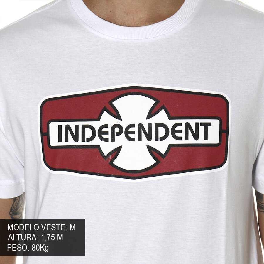 スケートボード Independent O.G.B.C. S/S Regular T-Shirt Camiseta independent o.g.b.c. Rigid branco/vermelho - Rock City