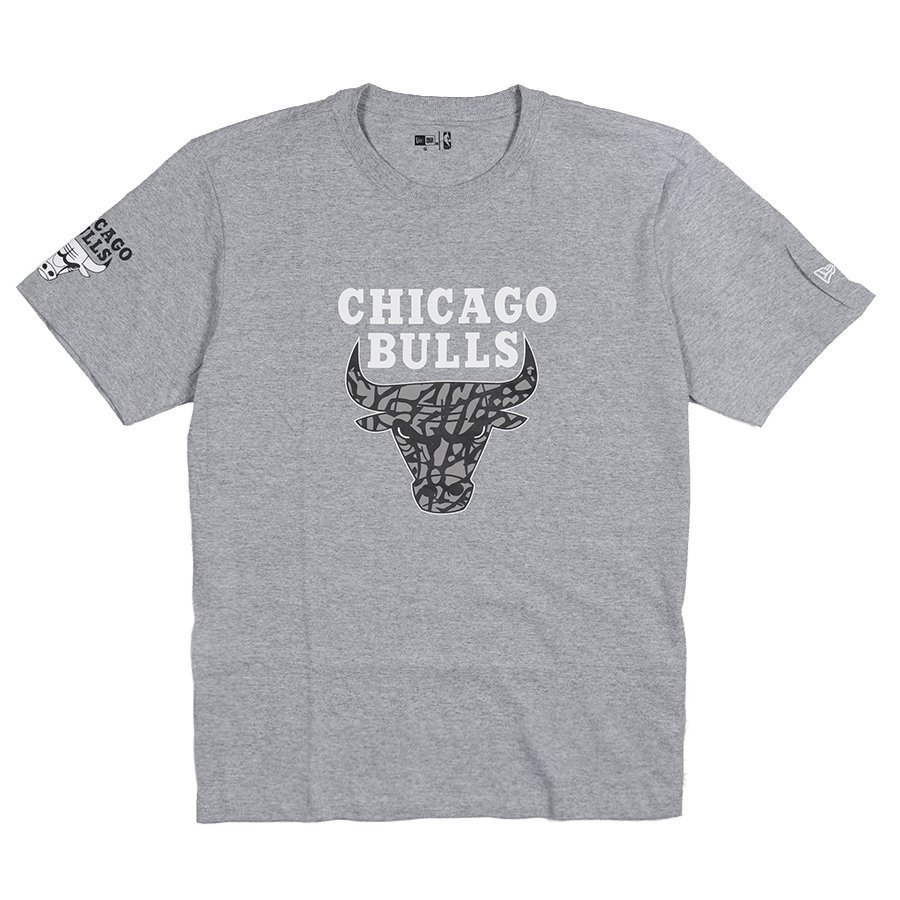 Camiseta New Era Nba Chicago Bulls Core Cinza Mescla Rock City