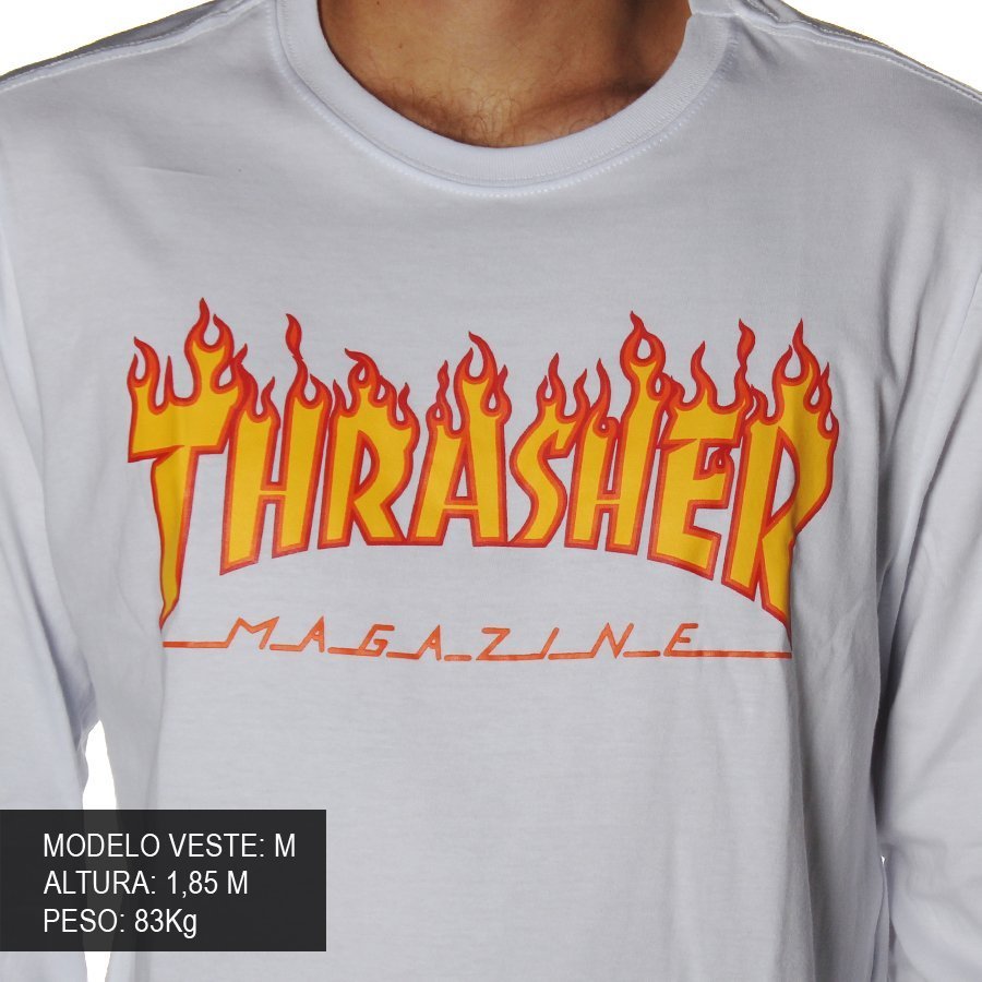 Camiseta Thrasher Masculino Manga Longa Flame Preto