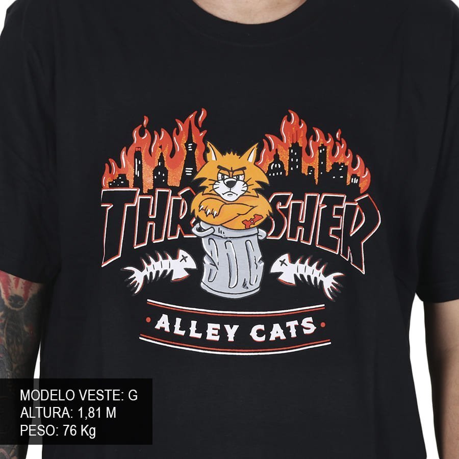 Camiseta Thrasher Magazine Alley Cats Preto - Rock City