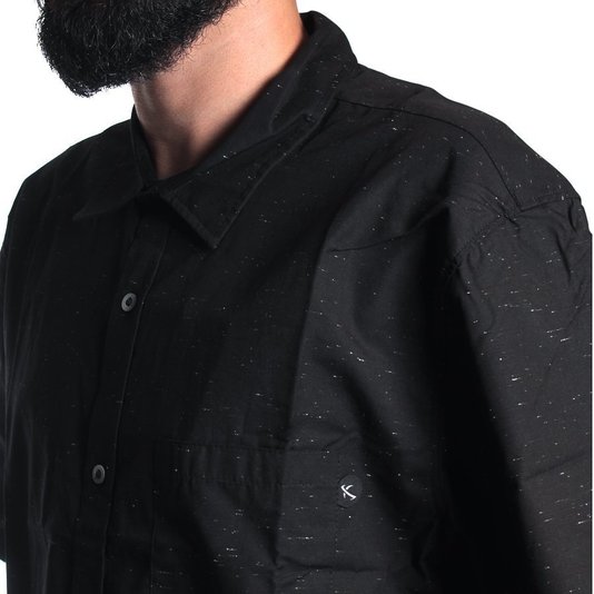 Camisa Lost Manga Curta Botone Preto