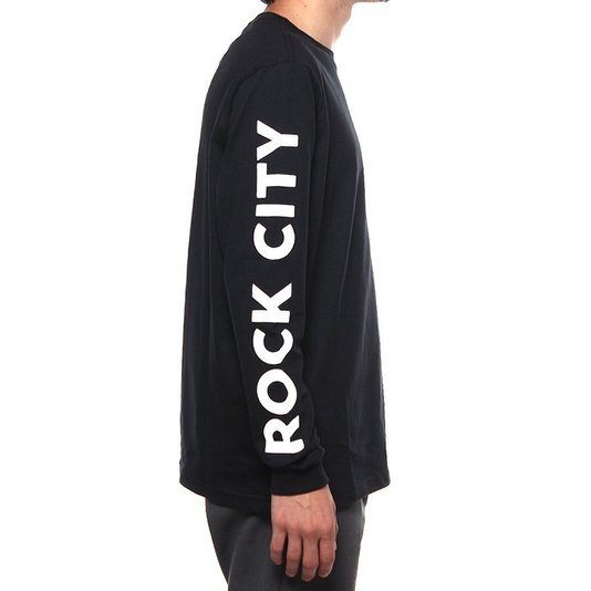 Camiseta Rock City Manga Longa Escrita Mini Logo Preto