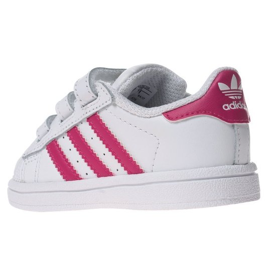 Tênis Adidas Superstar CF Infantil Branco/Rosa