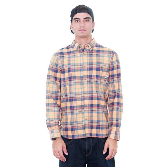 Camisa Vans Manga Longa Rusden Plaid Laranja/Azul