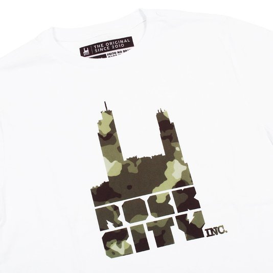 Camiseta Rock City Logo Camo Infantil Branco/Verde