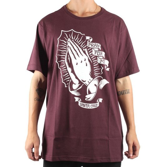 Camiseta Santa Cruz Vintage Praying Hands Vinho
