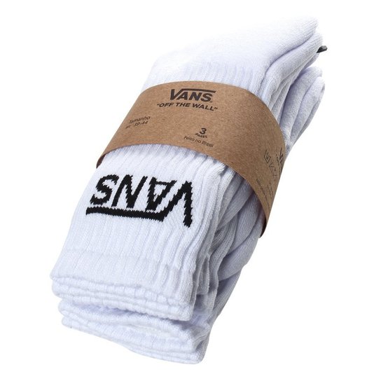 Meia Vans Classic Crew Cano Alto 3PK Branco