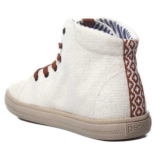 Tênis Perky Cano Alto Cotton Creme/Marrom