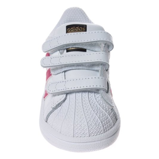 Tênis Adidas Superstar CF Infantil Branco/Rosa