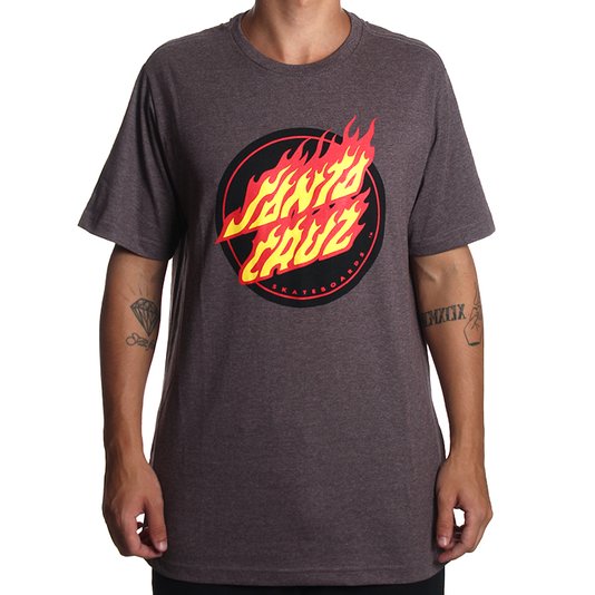 Camiseta Santa Cruz Flaming Dot Marrom Mescla