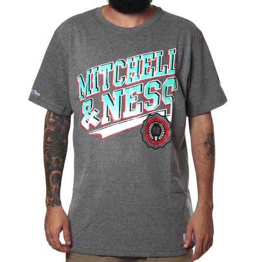 Camiseta Mitchell & Ness Diagonal Sweep Chumbo Mescla