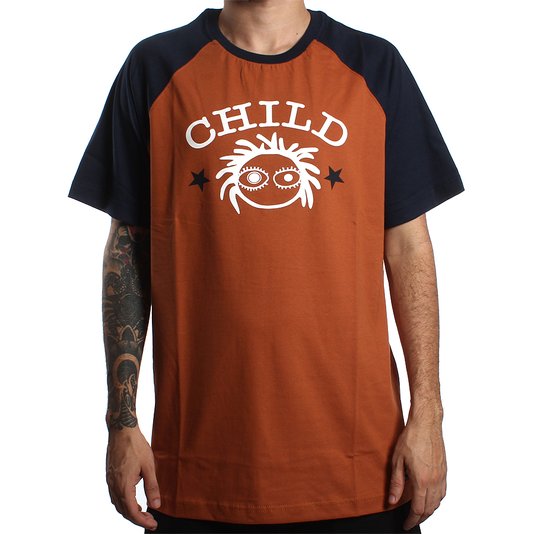 Camiseta Child Raglan Logo Khaki/Azul Marinho