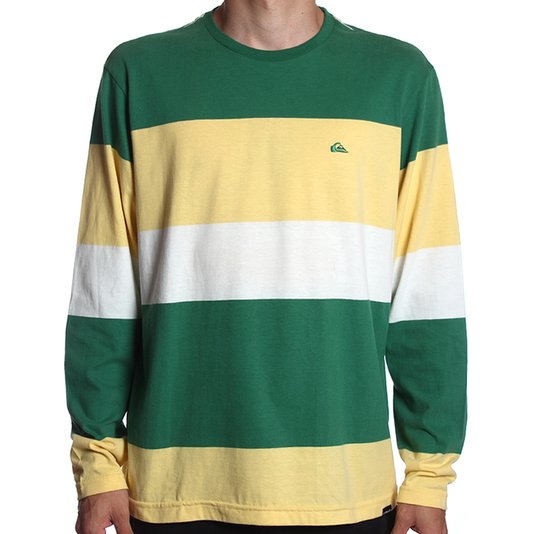 Camiseta Quiksilver Manga Longa Brasil Line Sleeve Verde/Amarelo