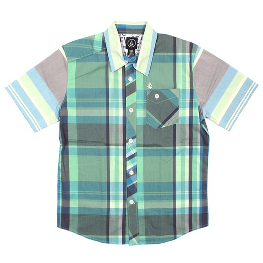 Camisa Volcom Lonsway Infantil Azul/Verde