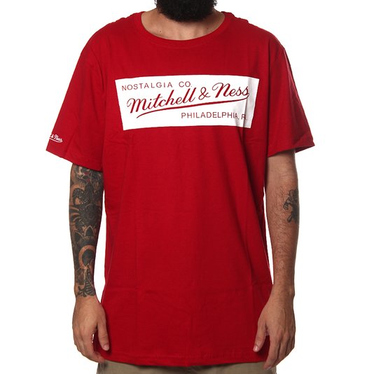 Camiseta Mitchell & Ness Box Logo Vermelho