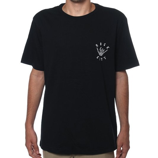 Camiseta Rock City X Nanda Hang Loose Mini Preto