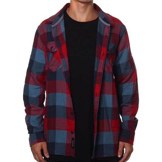 Camisa Vans Manga Longa Flannel Azul/Vermelho