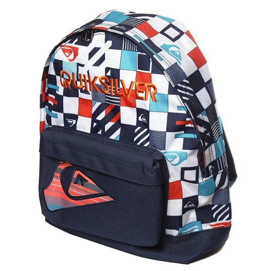 Mochila Quiksilver Pacific Stripes Azul Marinho/Laranja