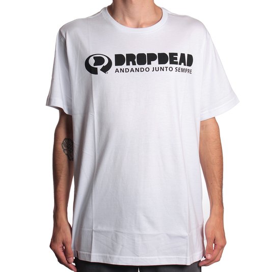 Camiseta Drop Dead Logo Slogan Branco