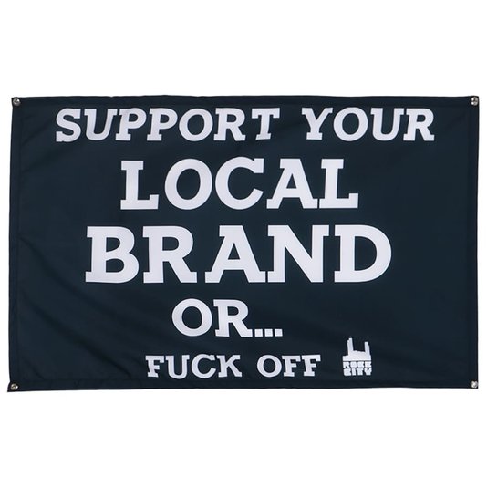 Bandeira Rock City Support Your Local Brand Or Preto/Branco