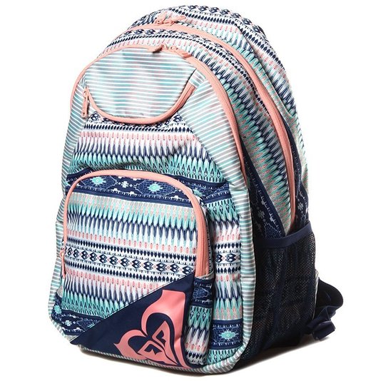 Mochila Roxy Shadow Sweel Verde Água/Rosa/Azul