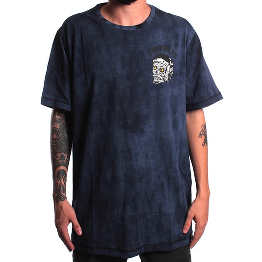 Camiseta Drop Dead Esp. Skull Stoned Azul Marinho