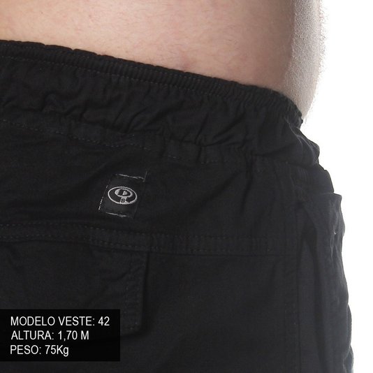 Bermuda DropDead Sarja Confort Cargo Preto