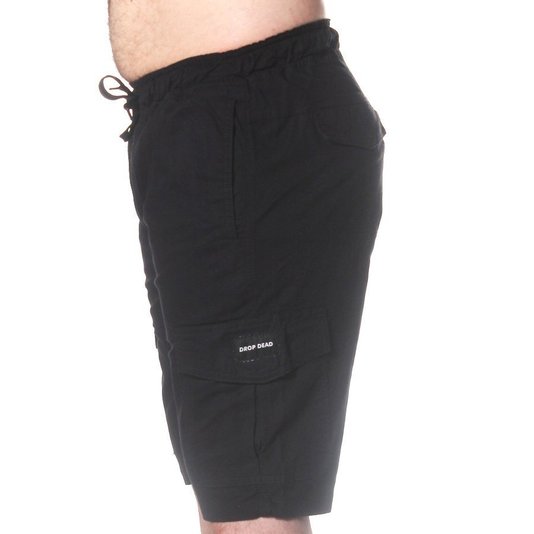 Bermuda DropDead Sarja Confort Cargo Preto