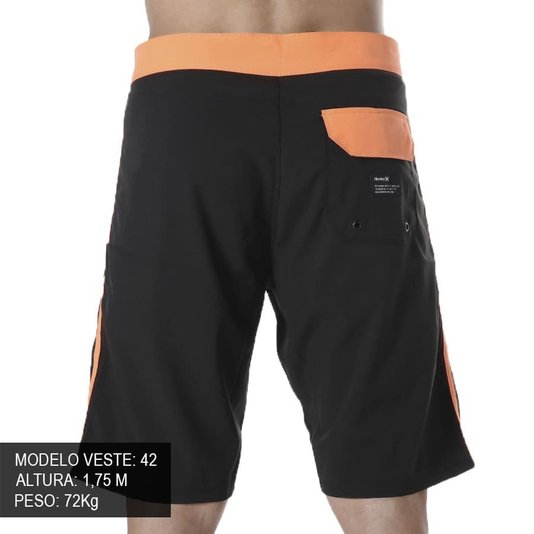 Bermuda Hurley Água Constraste Preto/Laranja