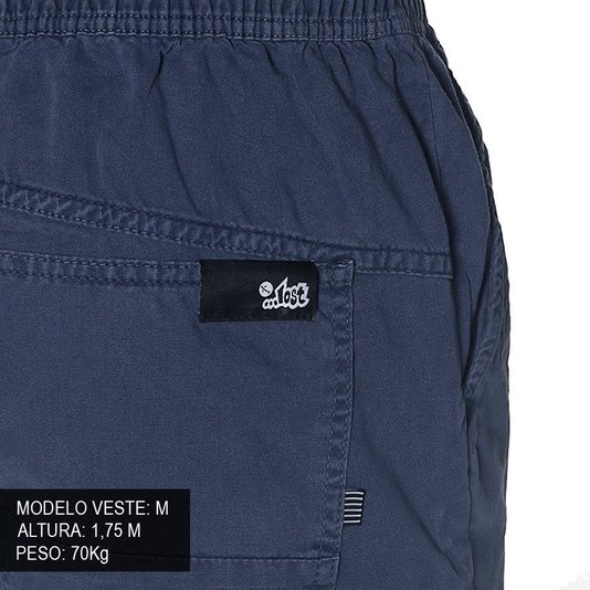 Bermuda Lost Shorts Elástico Sarja Azul