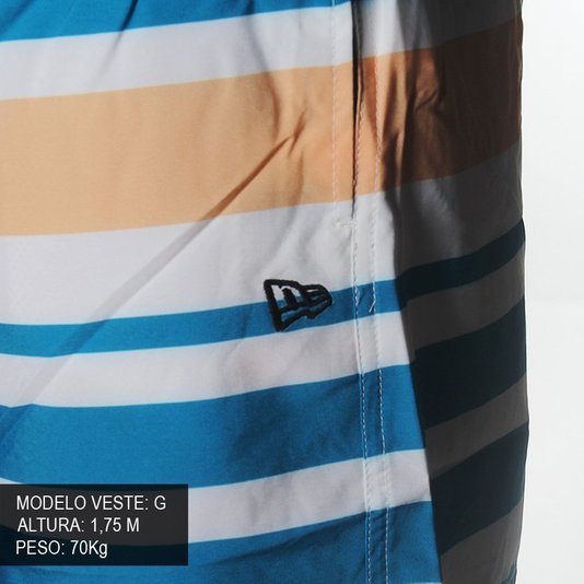 Bermuda New Era Praia Colors Stripe Laranja/Azul