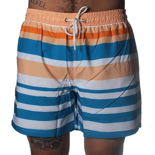 Bermuda New Era Praia Colors Stripe Laranja/Azul