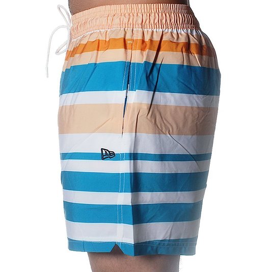 Bermuda New Era Praia Colors Stripe Laranja/Azul