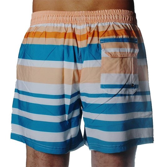 Bermuda New Era Praia Colors Stripe Laranja/Azul