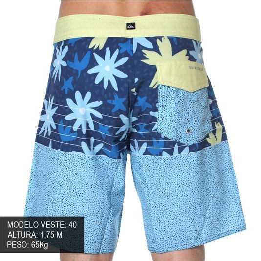 Bermuda Quiksilver Highline Minikani Azul Marinho/Amarelo
