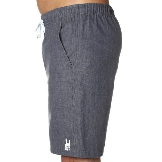 Bermuda Rock City Cos Elástico Logo Azul Jeans