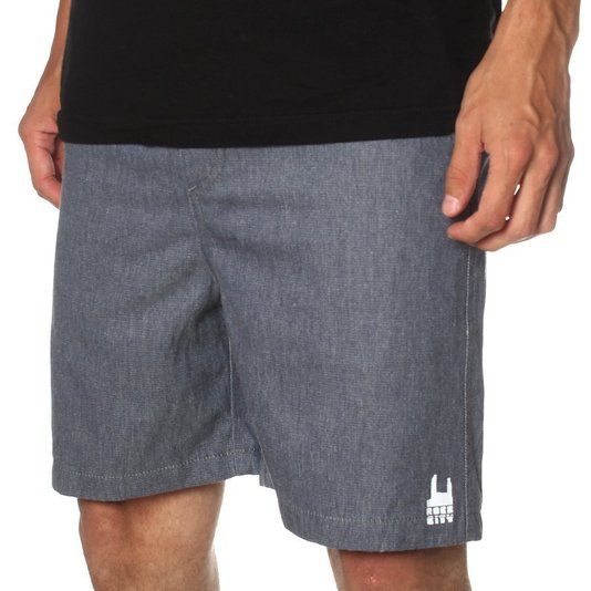 Bermuda Rock City Cos Elástico Logo Azul Jeans
