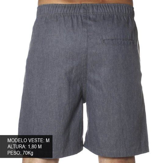Bermuda Rock City Cos Elástico Logo Azul Jeans