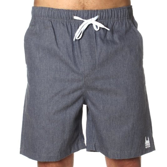 Bermuda Rock City Cos Elástico Logo Azul Jeans