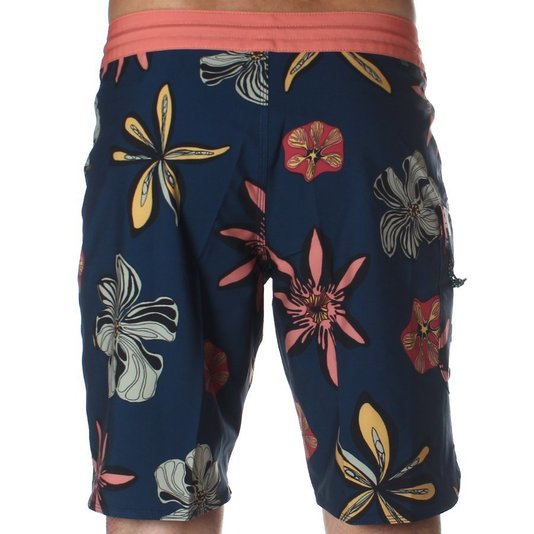 Bermuda Vissla Weirdo Denim Azul Marinho/Laranja