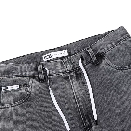 Bermuda Wats Jeans Baggy Preto Estonado