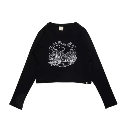 Blusa Hurley M/L Mountain Cropped Preto