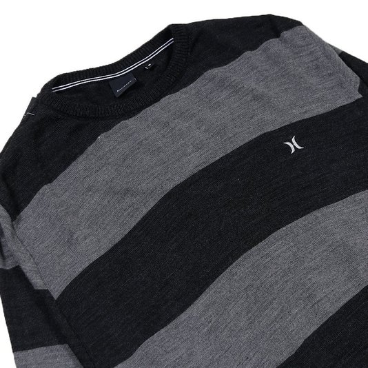 Blusa Hurley Stripes Tricot Listrado Preto/Cinza