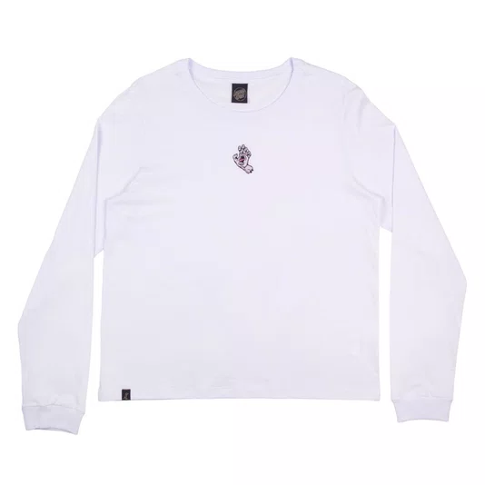 Blusa Santa Cruz M/L Screaming Hand Front Embroidery Branco