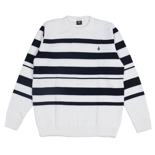 Blusa Volcom Tricot Sumpter Listrado Branco/Azul