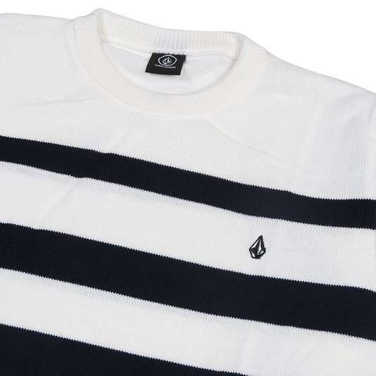 Blusa Volcom Tricot Sumpter Listrado Branco/Azul