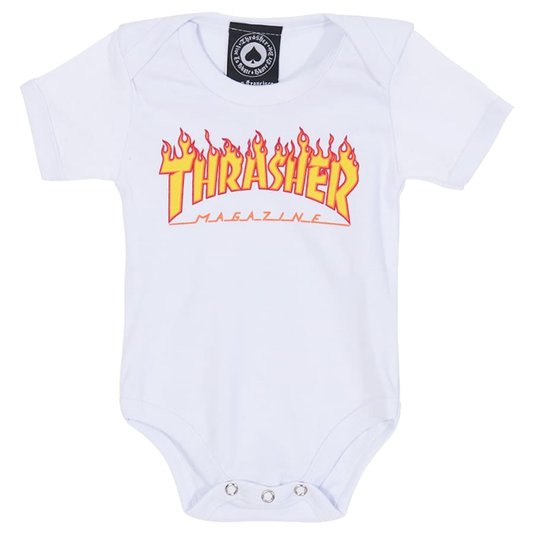 Body Thrasher Magazine Baby Flame Logo Branco