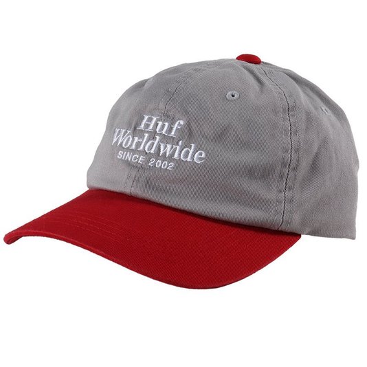 Boné Huf Worldwide Cv 6 Cinza/Vermelho